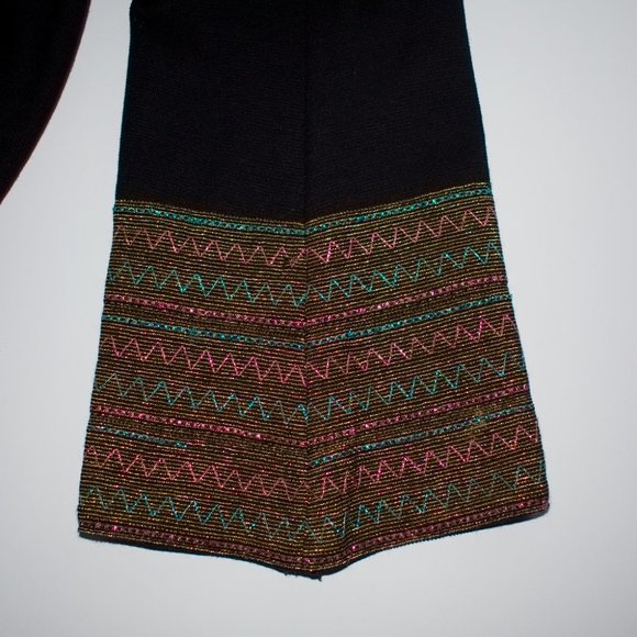 Vintage Black Retro Top Blouse V Neck Bell Sleeve Arbe Imports from Italy - Picture 6 of 7